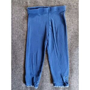 pants 18 To 24 Months girls Blue Jersey Knit With Lace Trim And Buttons On Ankle